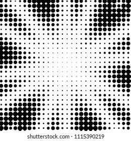 Spotted black and white grunge vector line background. Abstract halftone illustration background. Grunge grid polka dot background pattern
