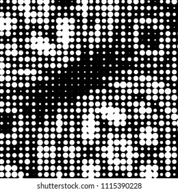 Spotted black and white grunge vector line background. Abstract halftone illustration background. Grunge grid polka dot background pattern
