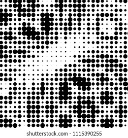 Spotted black and white grunge vector line background. Abstract halftone illustration background. Grunge grid polka dot background pattern
