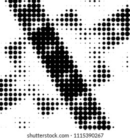 Spotted black and white grunge vector line background. Abstract halftone illustration background. Grunge grid polka dot background pattern
