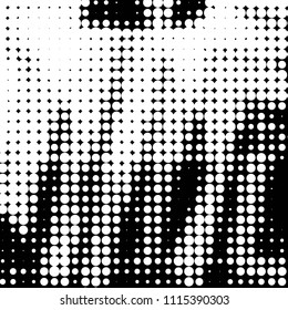 Spotted black and white grunge vector line background. Abstract halftone illustration background. Grunge grid polka dot background pattern
