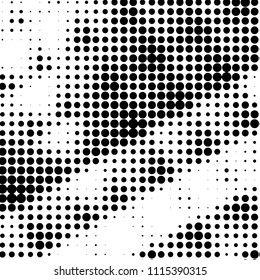 Spotted black and white grunge vector line background. Abstract halftone illustration background. Grunge grid polka dot background pattern
