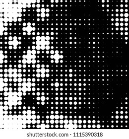 Spotted black and white grunge vector line background. Abstract halftone illustration background. Grunge grid polka dot background pattern
