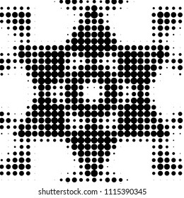 Spotted black and white grunge vector line background. Abstract halftone illustration background. Grunge grid polka dot background pattern
