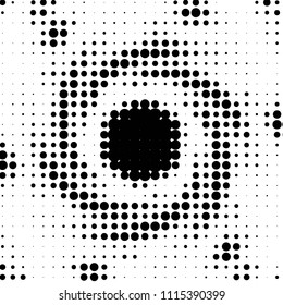 Spotted black and white grunge vector line background. Abstract halftone illustration background. Grunge grid polka dot background pattern
