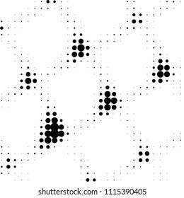 Spotted black and white grunge vector line background. Abstract halftone illustration background. Grunge grid polka dot background pattern
