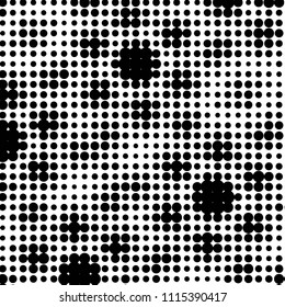 Spotted black and white grunge vector line background. Abstract halftone illustration background. Grunge grid polka dot background pattern
