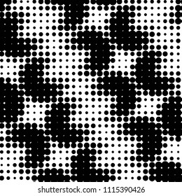 Spotted black and white grunge vector line background. Abstract halftone illustration background. Grunge grid polka dot background pattern
