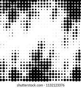 Spotted black and white grunge vector line background. Abstract halftone illustration background. Grunge grid polka dot background pattern
