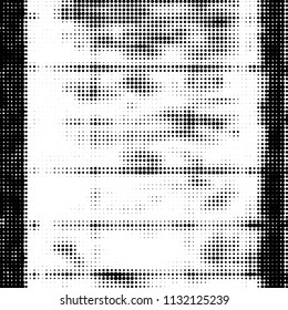 Spotted black and white grunge vector line background. Abstract halftone illustration background. Grunge grid polka dot background pattern
