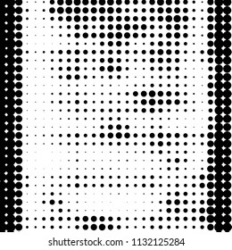 Spotted black and white grunge vector line background. Abstract halftone illustration background. Grunge grid polka dot background pattern
