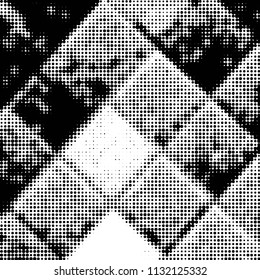 Spotted black and white grunge vector line background. Abstract halftone illustration background. Grunge grid polka dot background pattern
