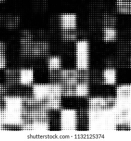 Spotted black and white grunge vector line background. Abstract halftone illustration background. Grunge grid polka dot background pattern
