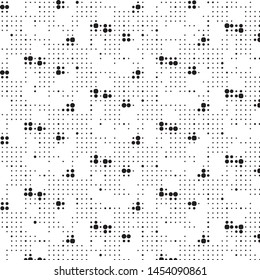 Spotted black and white grunge vector line background. Abstract halftone illustration background. Grunge grid polka dot background pattern