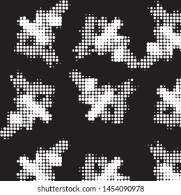 Spotted black and white grunge vector line background. Abstract halftone illustration background. Grunge grid polka dot background pattern