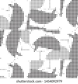 Spotted black and white grunge vector line background. Abstract halftone illustration background. Grunge grid polka dot background pattern