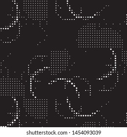 Spotted black and white grunge vector line background. Abstract halftone illustration background. Grunge grid polka dot background pattern