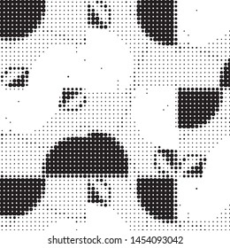 Spotted black and white grunge vector line background. Abstract halftone illustration background. Grunge grid polka dot background pattern