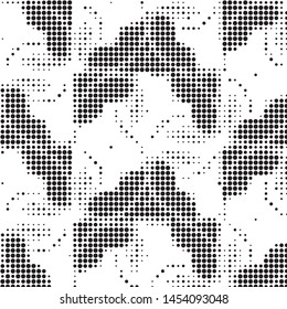 Spotted black and white grunge vector line background. Abstract halftone illustration background. Grunge grid polka dot background pattern