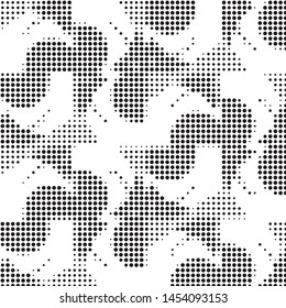 Spotted black and white grunge vector line background. Abstract halftone illustration background. Grunge grid polka dot background pattern