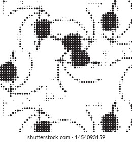 Spotted black and white grunge vector line background. Abstract halftone illustration background. Grunge grid polka dot background pattern