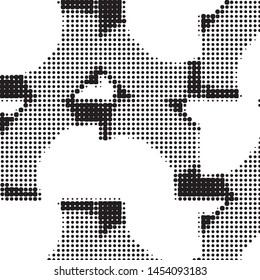 Spotted black and white grunge vector line background. Abstract halftone illustration background. Grunge grid polka dot background pattern