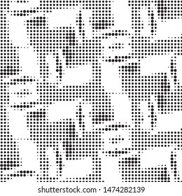 Spotted black and white grunge vector line background. Abstract halftone illustration background. Grunge grid polka dot background pattern