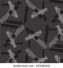 Spotted black and white grunge vector line background. Abstract halftone illustration background. Grunge grid polka dot background pattern