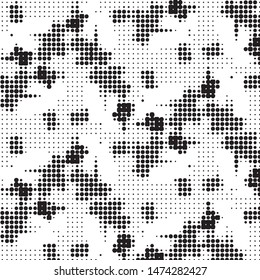 Spotted black and white grunge vector line background. Abstract halftone illustration background. Grunge grid polka dot background pattern