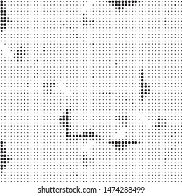 Spotted black and white grunge vector line background. Abstract halftone illustration background. Grunge grid polka dot background pattern
