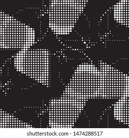 Spotted black and white grunge vector line background. Abstract halftone illustration background. Grunge grid polka dot background pattern