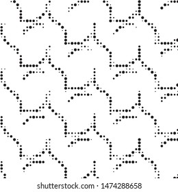 Spotted black and white grunge vector line background. Abstract halftone illustration background. Grunge grid polka dot background pattern