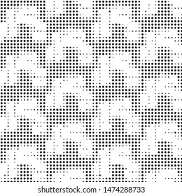 Spotted black and white grunge vector line background. Abstract halftone illustration background. Grunge grid polka dot background pattern