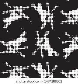 Spotted black and white grunge vector line background. Abstract halftone illustration background. Grunge grid polka dot background pattern