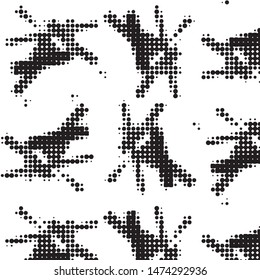 Spotted black and white grunge vector line background. Abstract halftone illustration background. Grunge grid polka dot background pattern