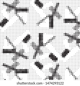 Spotted black and white grunge vector line background. Abstract halftone illustration background. Grunge grid polka dot background pattern