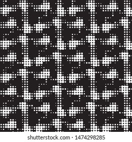 Spotted black and white grunge vector line background. Abstract halftone illustration background. Grunge grid polka dot background pattern