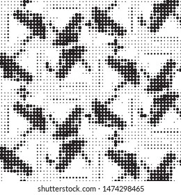 Spotted black and white grunge vector line background. Abstract halftone illustration background. Grunge grid polka dot background pattern