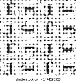 Spotted black and white grunge vector line background. Abstract halftone illustration background. Grunge grid polka dot background pattern