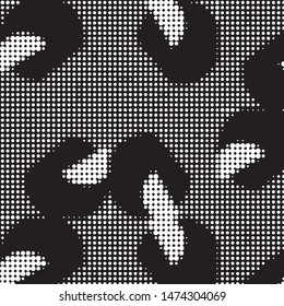 Spotted black and white grunge vector line background. Abstract halftone illustration background. Grunge grid polka dot background pattern