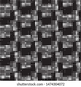 Spotted black and white grunge vector line background. Abstract halftone illustration background. Grunge grid polka dot background pattern