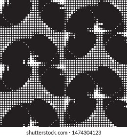 Spotted black and white grunge vector line background. Abstract halftone illustration background. Grunge grid polka dot background pattern