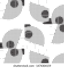 Spotted black and white grunge vector line background. Abstract halftone illustration background. Grunge grid polka dot background pattern