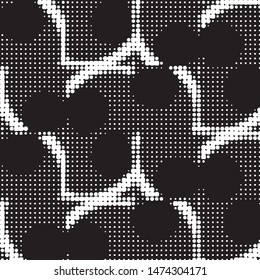 Spotted black and white grunge vector line background. Abstract halftone illustration background. Grunge grid polka dot background pattern