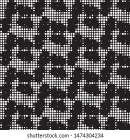 Spotted black and white grunge vector line background. Abstract halftone illustration background. Grunge grid polka dot background pattern