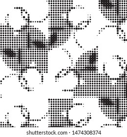 Spotted black and white grunge vector line background. Abstract halftone illustration background. Grunge grid polka dot background pattern