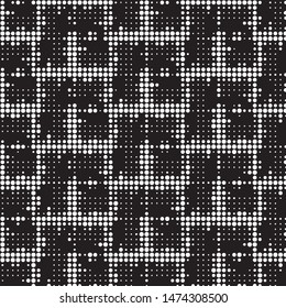 Spotted black and white grunge vector line background. Abstract halftone illustration background. Grunge grid polka dot background pattern
