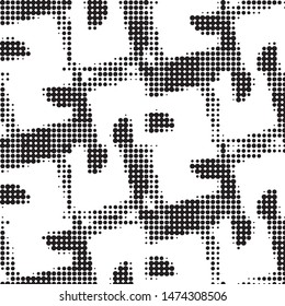 Spotted black and white grunge vector line background. Abstract halftone illustration background. Grunge grid polka dot background pattern