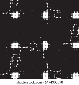 Spotted black and white grunge vector line background. Abstract halftone illustration background. Grunge grid polka dot background pattern