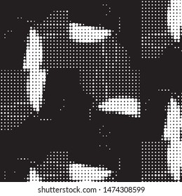 Spotted black and white grunge vector line background. Abstract halftone illustration background. Grunge grid polka dot background pattern